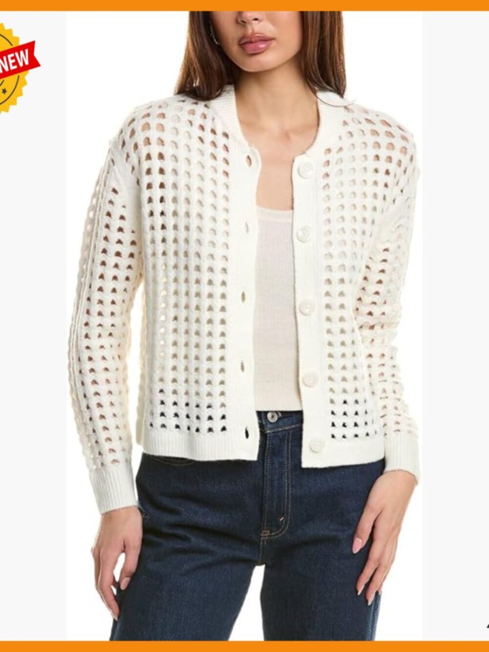 Pointelle Knit Long Sleeve Cardigan Open Front Layering Essential